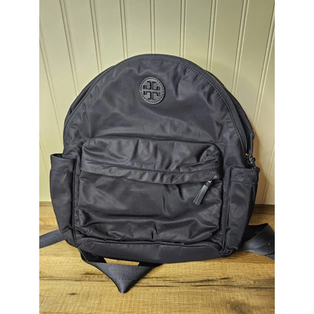 Tory Burch Ella Navy Blue Nylon Backpack Travel School